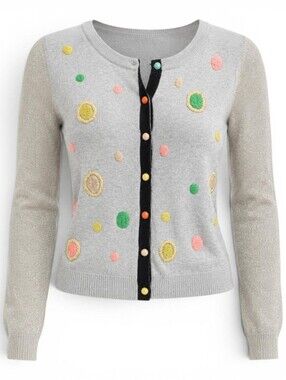 Anthropologie Charlie & Robin Cardigan Size Medium Grey Embroidered